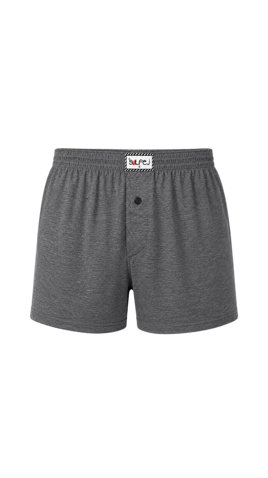 Bol Kesim Düğmeli Pamuk Boxer / Füme