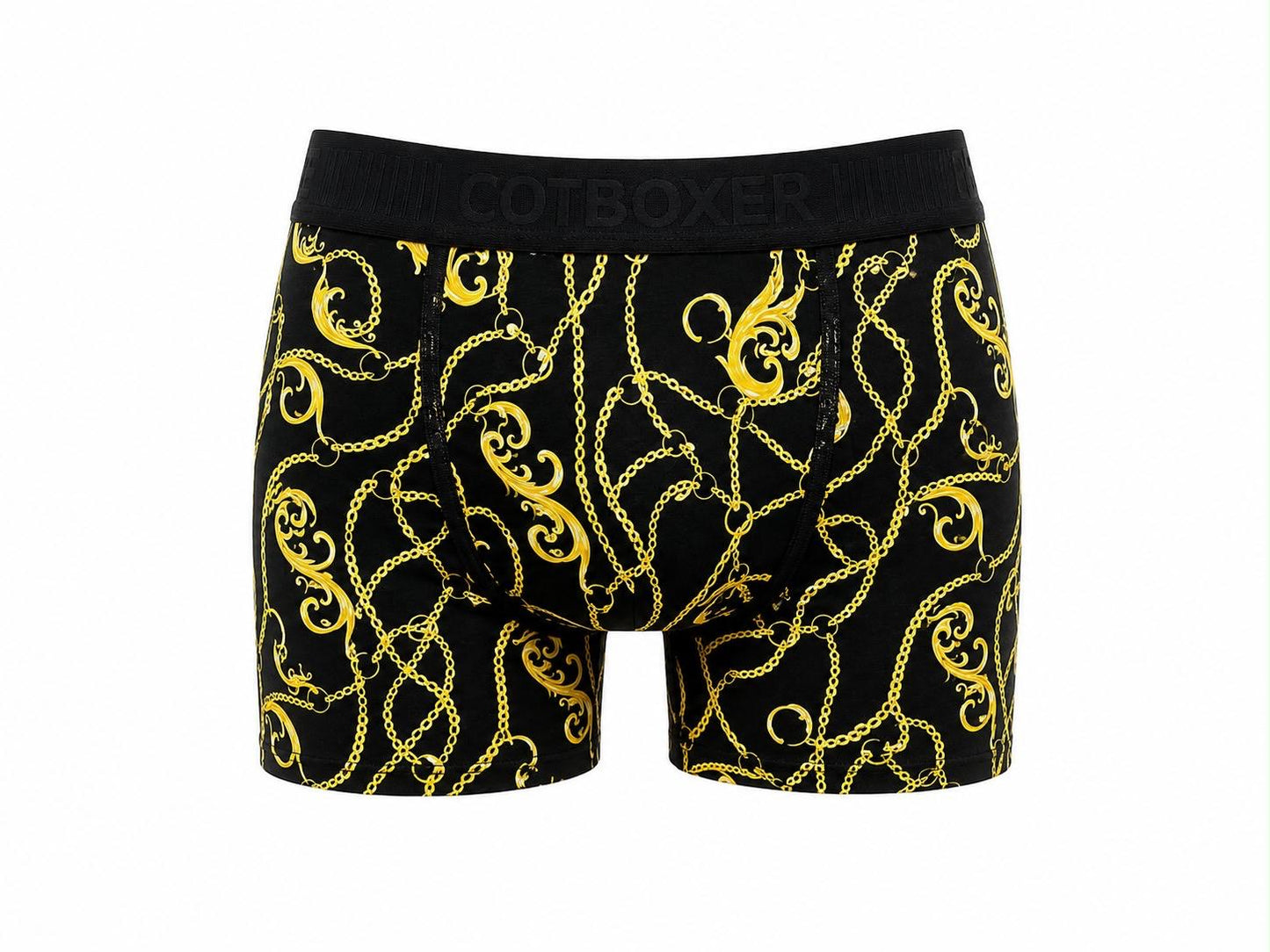 Tasarım Pamuk Erkek Boxer / Sarı Zincir