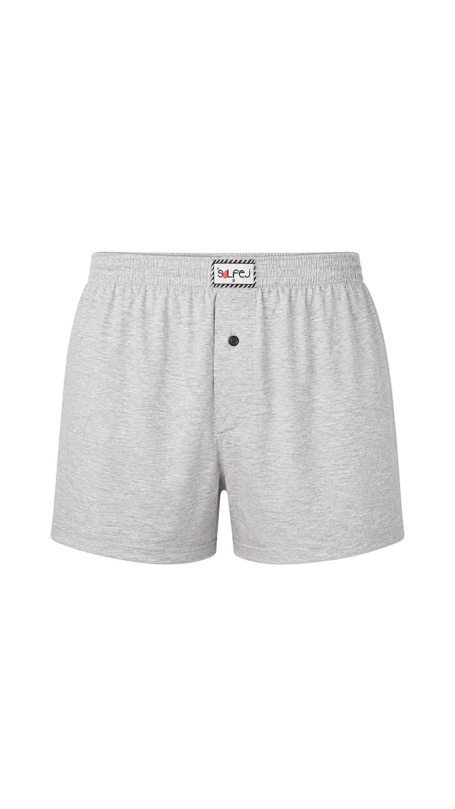 Bol Kesim Düğmeli Pamuk Boxer / Gri