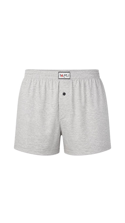 Bol Kesim Düğmeli Pamuk Boxer / Gri