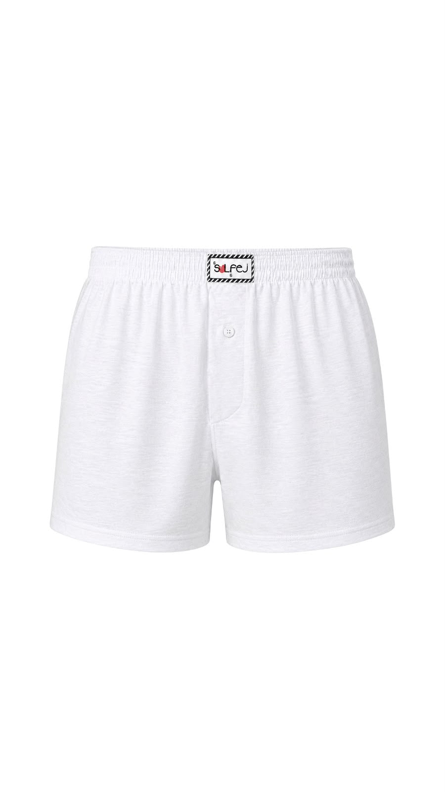 Bol Kesim Düğmeli Pamuk Boxer / Beyaz