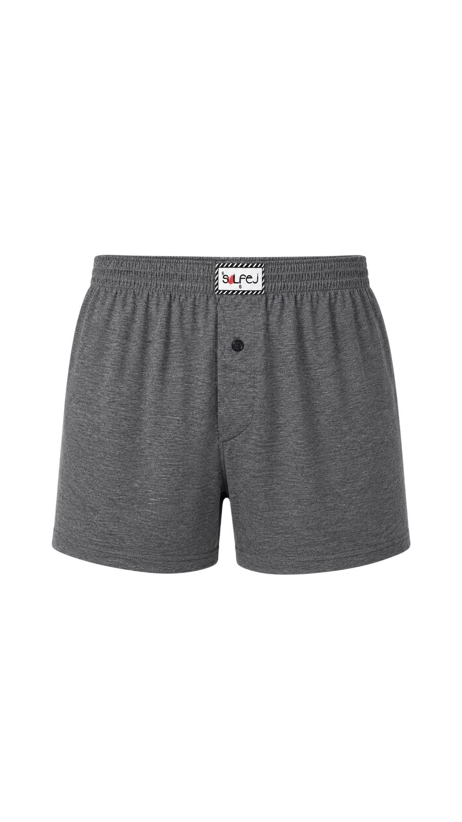 Bol Kesim Düğmeli Pamuk Boxer / Füme