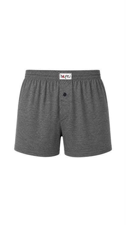 Bol Kesim Düğmeli Pamuk Boxer / Füme