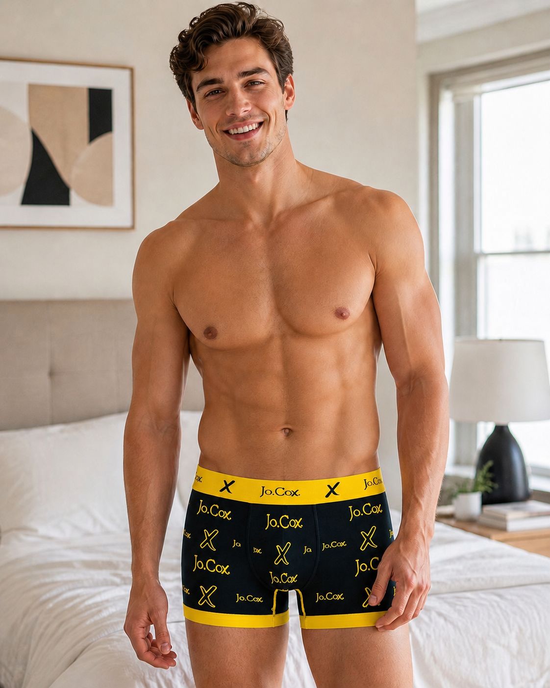 Mikrofiber Desenli Erkek Boxer / Sarı-Siyah