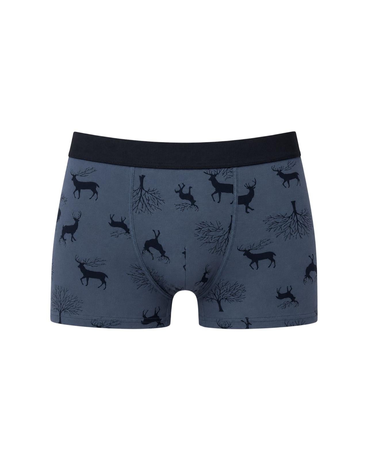 Tasarım Pamuk Erkek Boxer / Füme Geyik